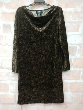 Saint Tropez West Black Brown Velvet Sheath Dress Size 8